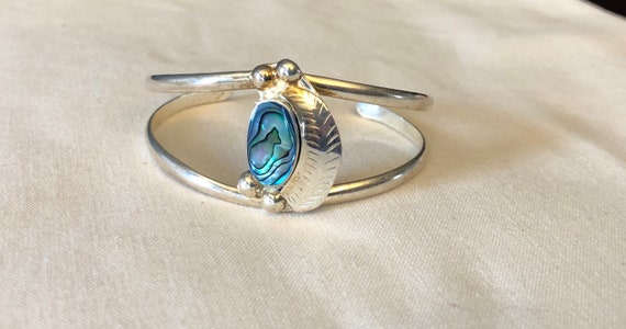 Vintage Sterling Silver Mother of Pearl Cuff Brace