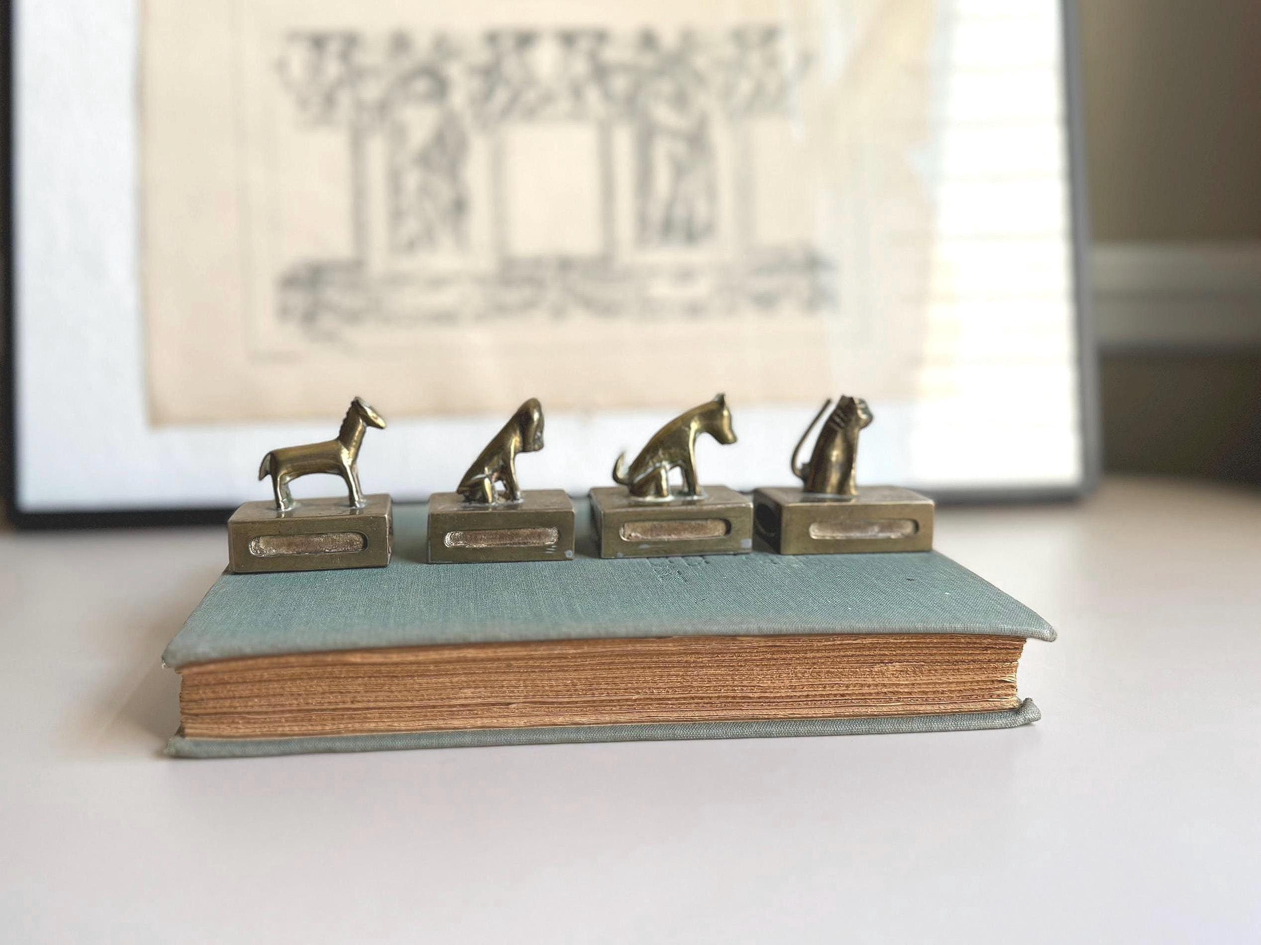 Antique Brass Animals Matchbox Holder Asian Art Foo Dog Brass Cat Horse Lion Dog Brass Animals Antique Vintage Matchboxes Collectible Brass