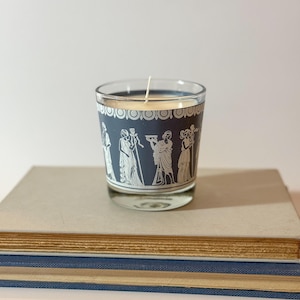 Vintage Candle Vessels Hand Poured Candles  Handmade Gifts Soy Wax Candles Clean Frangrance Vintage  Blue & White Wedgewood Jeanette Glass