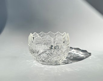 Vintage Bohemia 24% Lead Crystal Clear Round Vase Bowl | Made in 