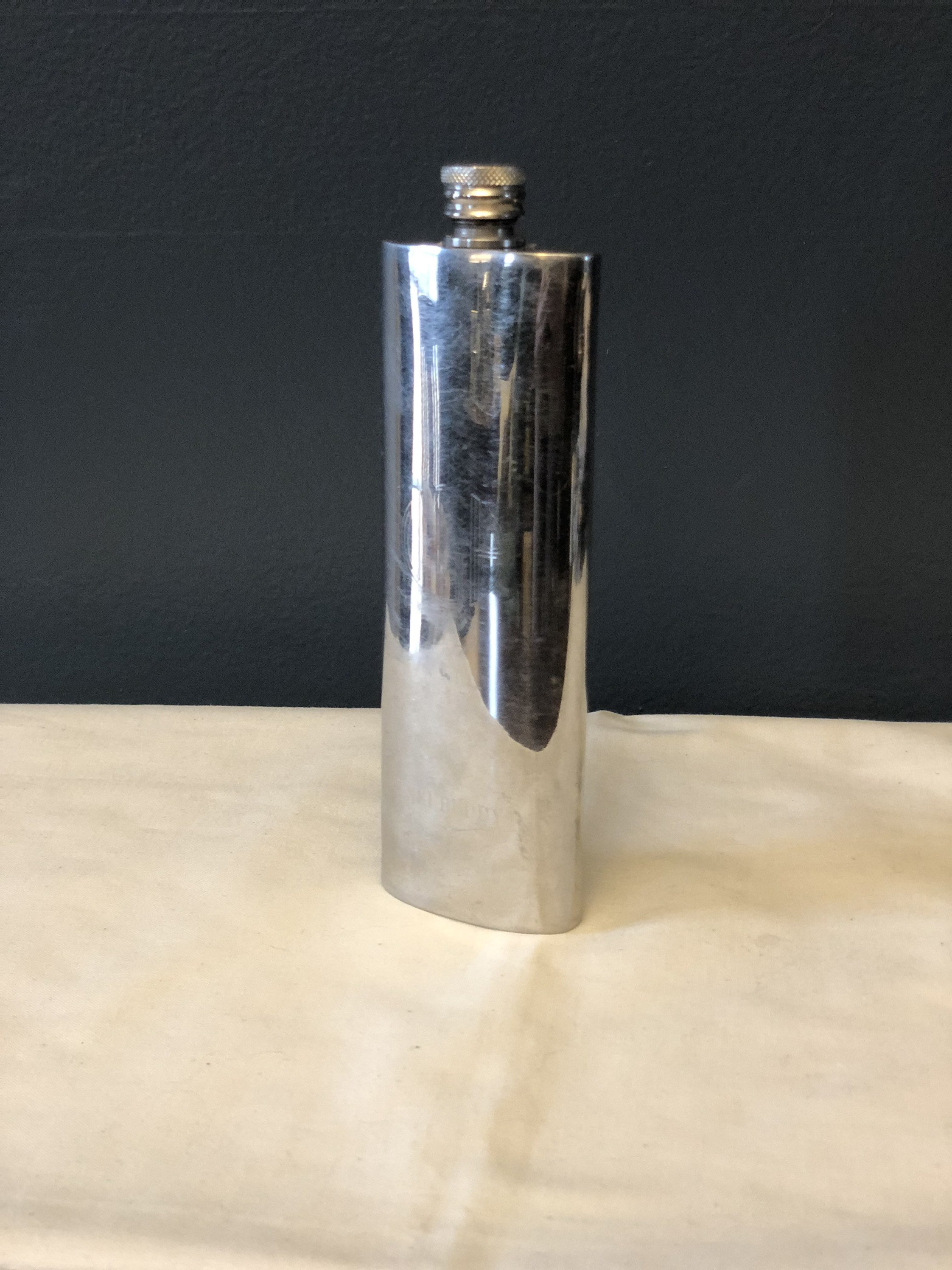 Vintage Skinny Tall Metal Flask, Portable Flask, Liquor Flask