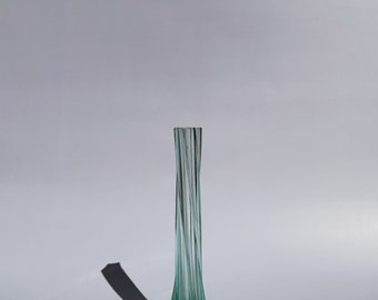 Vintage Small Green/ Blue Thin Vase Swirls Decorative Glass, Depression glass, Blue glass, Green Glass, Propagation Vase