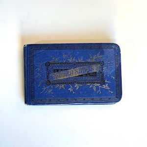 Antique Blue Autograph Album Scrapbook Memorabilia Ephemera Victorian Albums