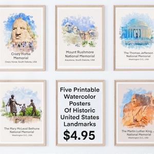 Classroom Posters American Landmarks, Classroom Decor, Classroom Posters Elementary, USA Memorials, Print It Yourself, Printable Posters