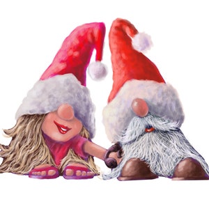 Gnomi Natale Png stampabile per sublimazione Gnome Coppia, lady Gnome, Gnome clipart per Natale