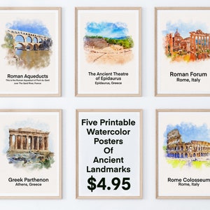 Classroom Posters Ancient Landmarks, Classroom Decor, Classroom Posters Elementary, Roman Ruins, Print It Yourself, Printable Posters