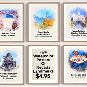 Educational Classroom Posters of Nevada Landmarks Bundle, Nevada Educational Classroom Decor, Nevada History, Posters of Nevada, Printable