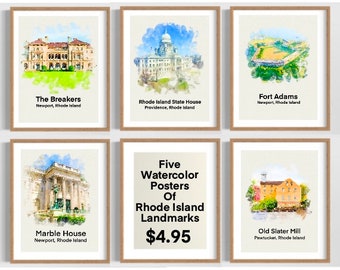 Classroom Posters of Rhode Island Landmarks, Rhode Island Classroom Decor, Rhode Island History, Posters of Rhode Island Elementary