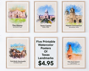 Classroom Posters of Texas Landmarks, Texas Classroom Decor, Texas History, Classroom Posters of Texas Elementary, Landmarks, Printable