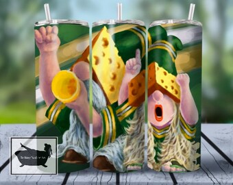 Football Tumbler PNG, Football fan gnomes, Wisconsin football, Green, Bay, cheese, heads, funny, png, sublimation, printable