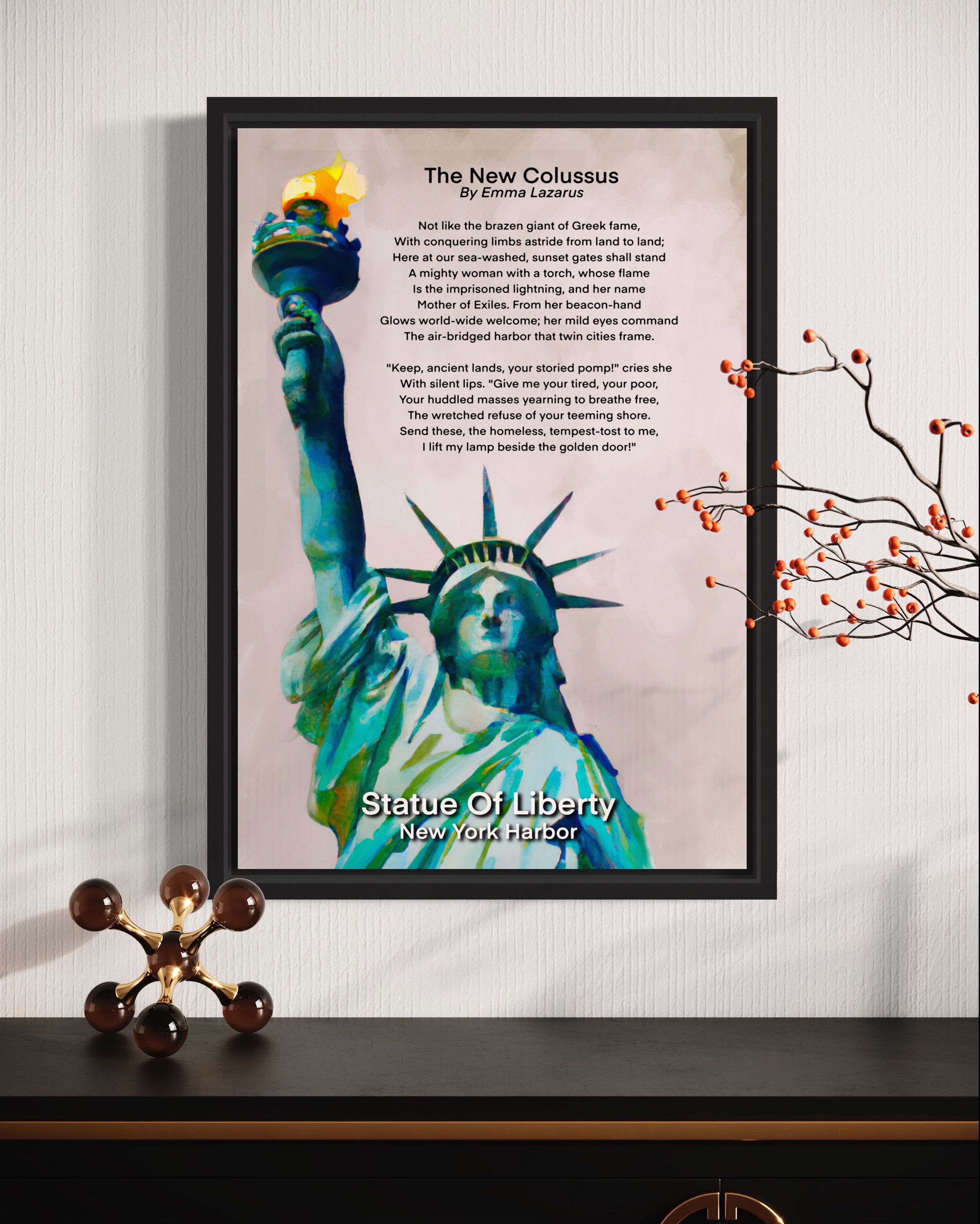 Statue of Liberty Poem Print, Emma Lazarus Quote Poster, Printable