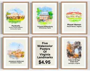 Classroom Posters of Virginia Landmarks, Virginia Classroom Decor, Virginia History, Classroom Posters of Virginia Landmarks, Printable