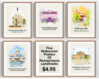 Classroom Posters of Pennsylvania Landmarks, Pennsylvania Classroom Decor, Pennsylvania History, Posters of Pennsylvania Elementary