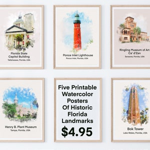 Historia de Florida Decoración educativa del aula educativa, Carteles educativos del aula educativa de los lugares emblemáticos de Florida, Imprimible