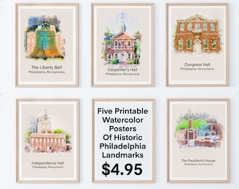 Classroom decor elementary, Classroom posters of historic U.S. Philadelphia landmarks, Liberty Bell Poster, printable