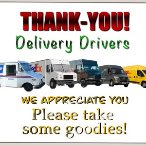 Printable Thank You Sign for Delivery Driver, 8x10 delivery driver snack sign, take a treat sign, delivery driver sign, digital download