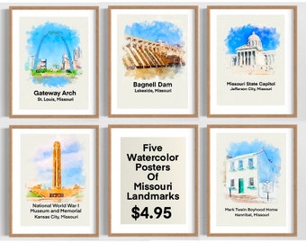 Educational Classroom Posters of Missouri Landmarks, Missouri Educational Classroom Decor, Missouri History, Posters of Missouri Elementary