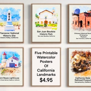 Classroom Posters of California Landmarks, California Classroom Decor, California History, Classroom Elementary, Printable