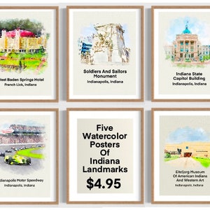 Affiches éducatives de classe des monuments de l’Indiana, décor de classe éducative de l’Indiana, histoire de l’Indiana, affiches de l’élémentaire de l’Indiana