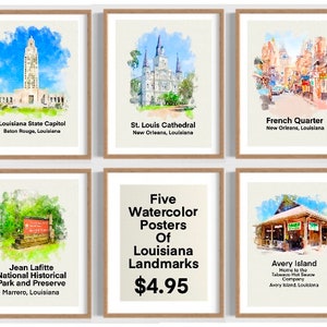 Classroom Posters of Louisiana Landmarks, Louisiana Classroom Decor, Louisiana History, Posters of Louisiana Elementary