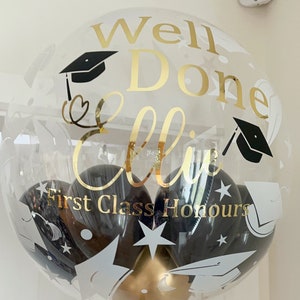 Graduation Balloon, 24" Personalised, Gold Flake, Inflated, Delivered In A Box To Their Door. Perfect Surprise Graduation Gift.