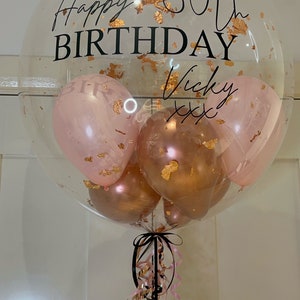 Personalised 24”Bubble Balloon With Mini Balloons, Helium Inflated, Confetti/Gilded Flake Enclosed. Delivered To Their Door. Perfect Gift.