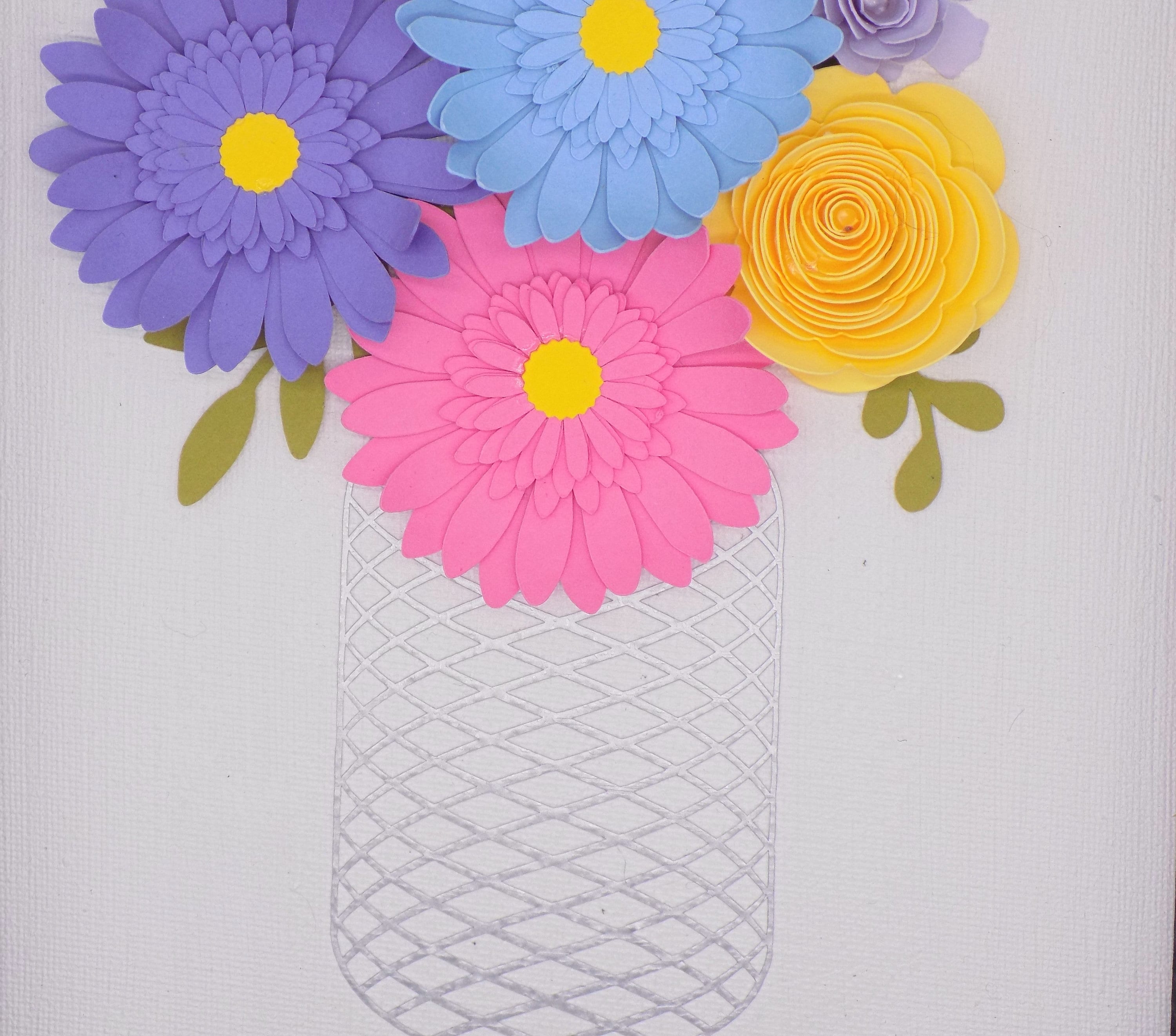 Paper Flower Wall Art Paper Flower Decor Canvas Wall Art Etsy