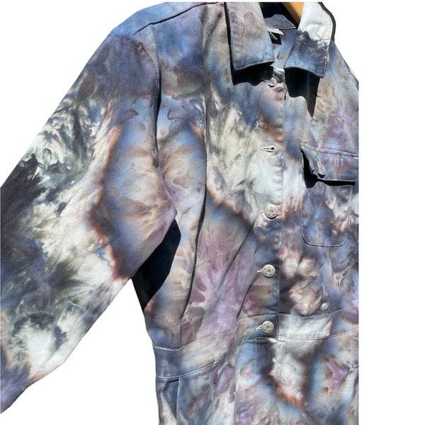 Ice dyed, tie dye jumpsuit with pockets