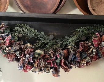 Primitive Homespun Rag Garland 6' / Rustic Garland / Holiday / Country Style Garland