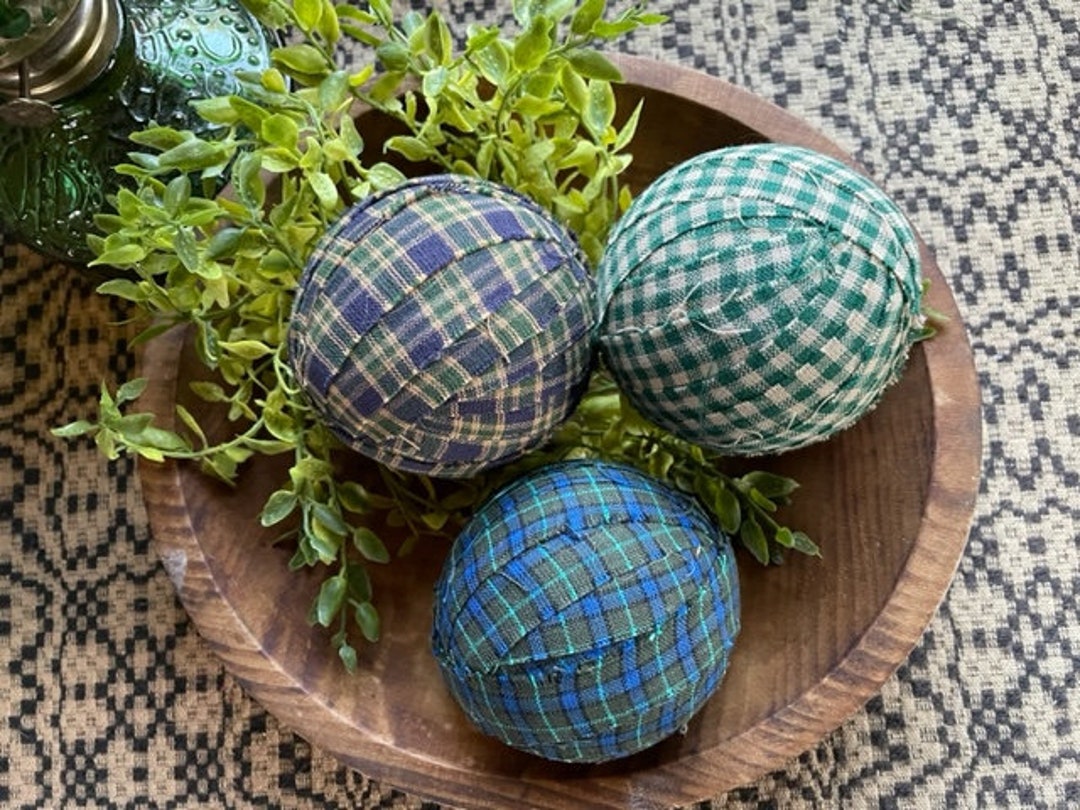 Blue Pine Rag Ball 3 / Rag Ball Bowl Filler / Primitive Bowl Filler / Primitive Rag Ball