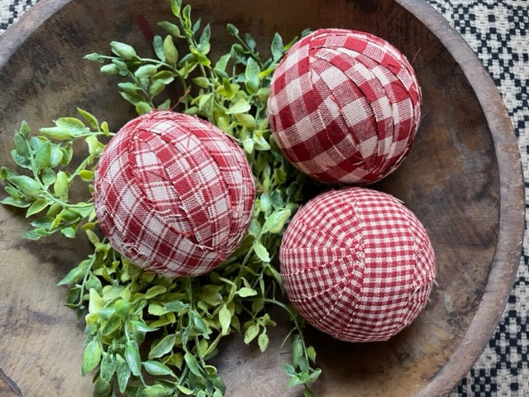 Barn Red Rag Ball 3 / Rag Ball Bowl Filler / Primitive Etsy