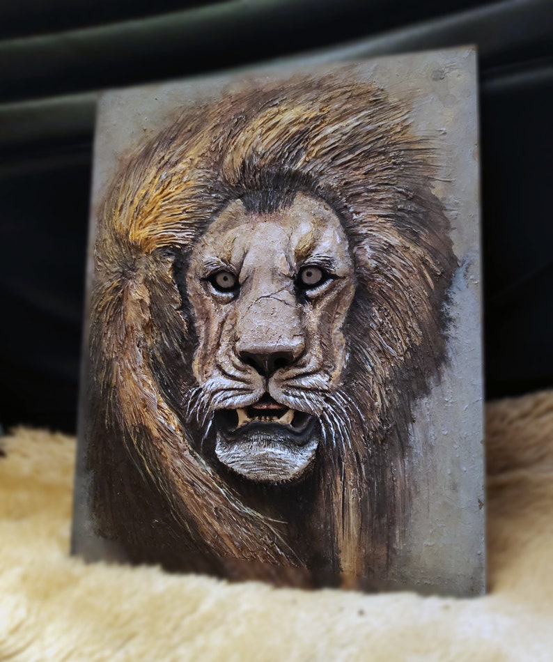 Lion Wall Decor, Lion Sculpture on the Wall, Lion Art Tiles, Lion Bas