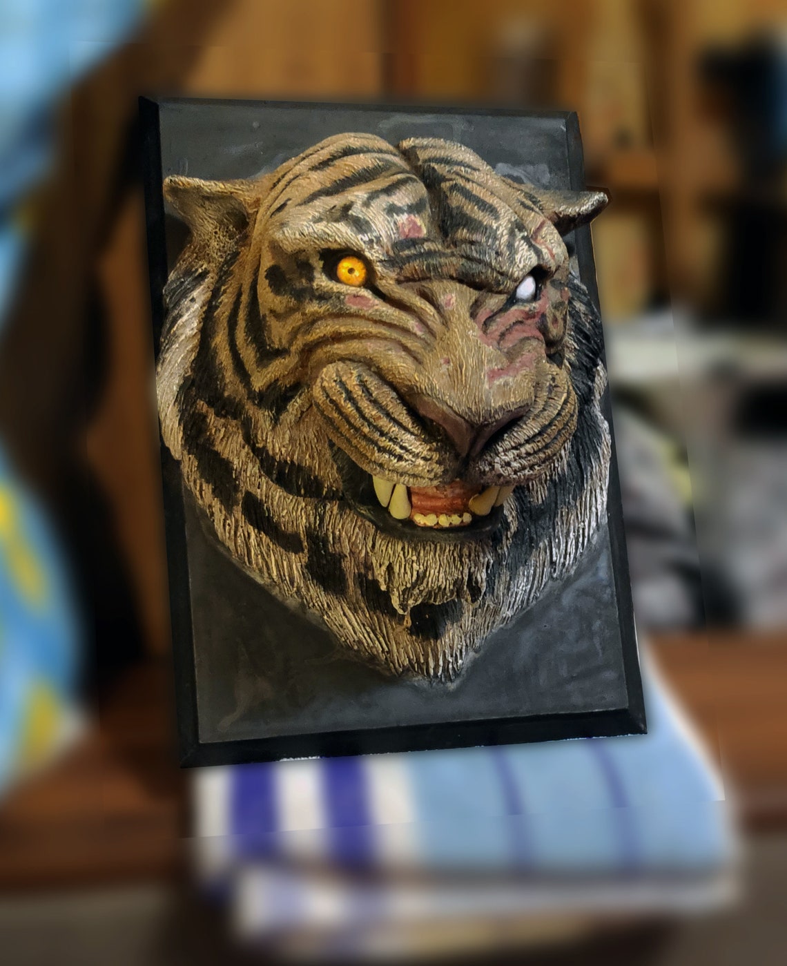 Tiger Wall Sculpture Tiger Sculpture on the Wall Tiger Sher Etsy