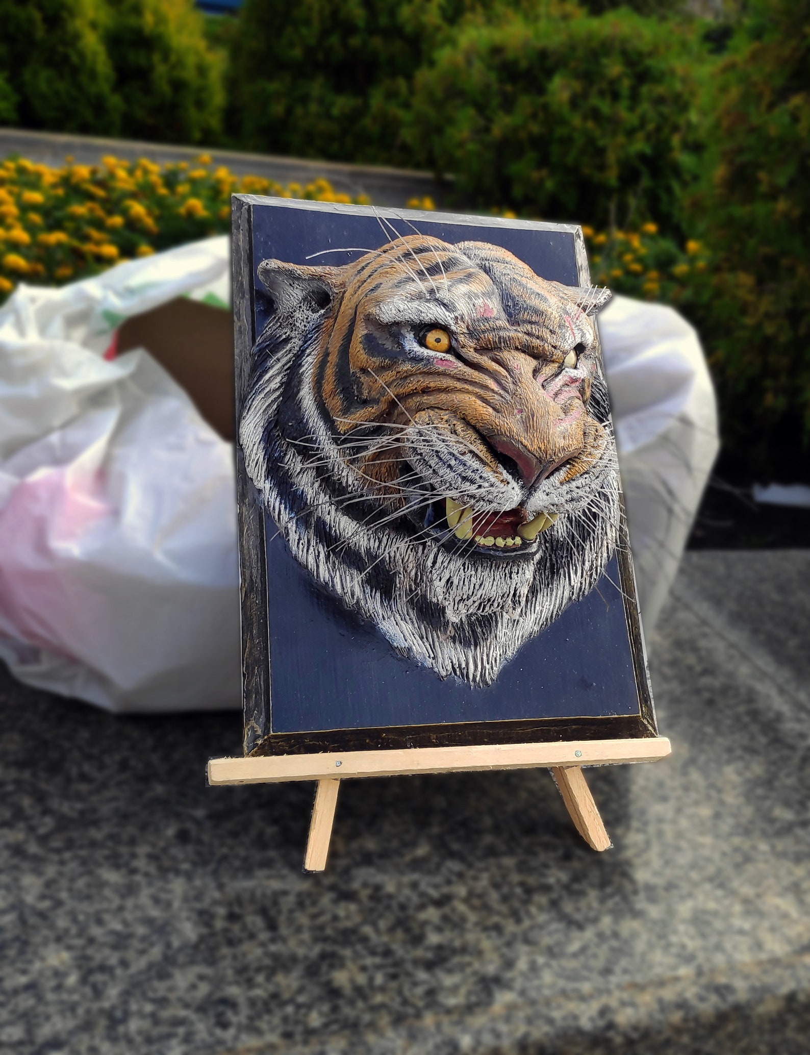 Tiger Wall Sculpture Tiger Sculpture on the Wall Tiger Sher Etsy