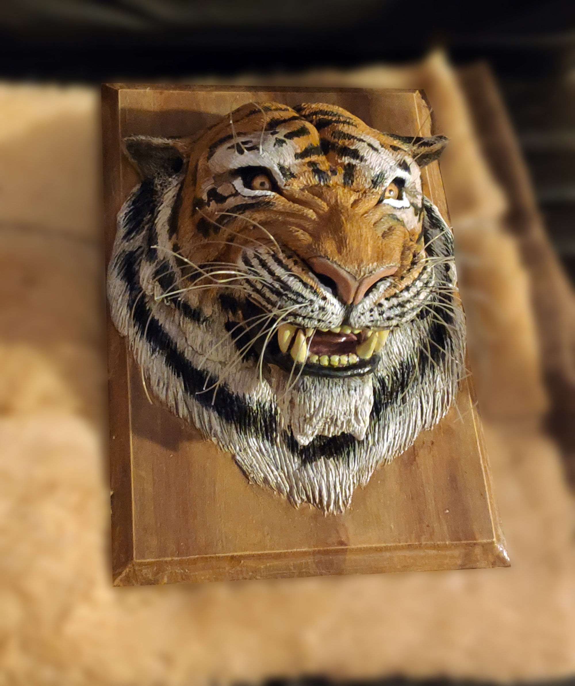 Tiger on the Wall Angry Tiger Tiger Wall Sculpture Tiger Etsy