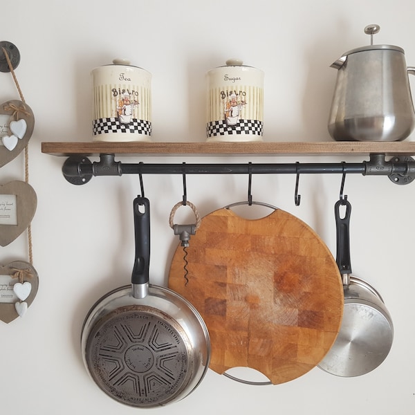 Industrial Kitchen Pot Rack With Shelf