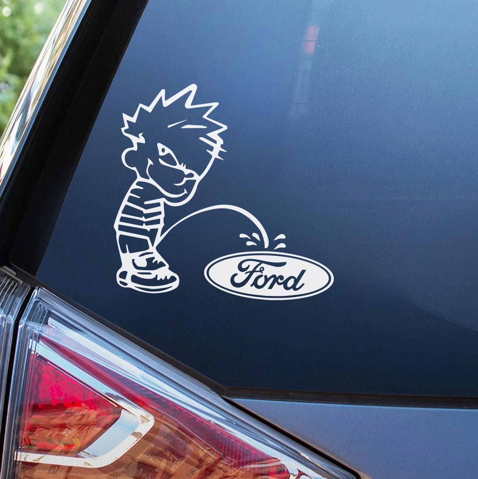 Calvin Peeing on Ford, Ford Truck Car Decal, Truck Decal, Funny Decal ...
