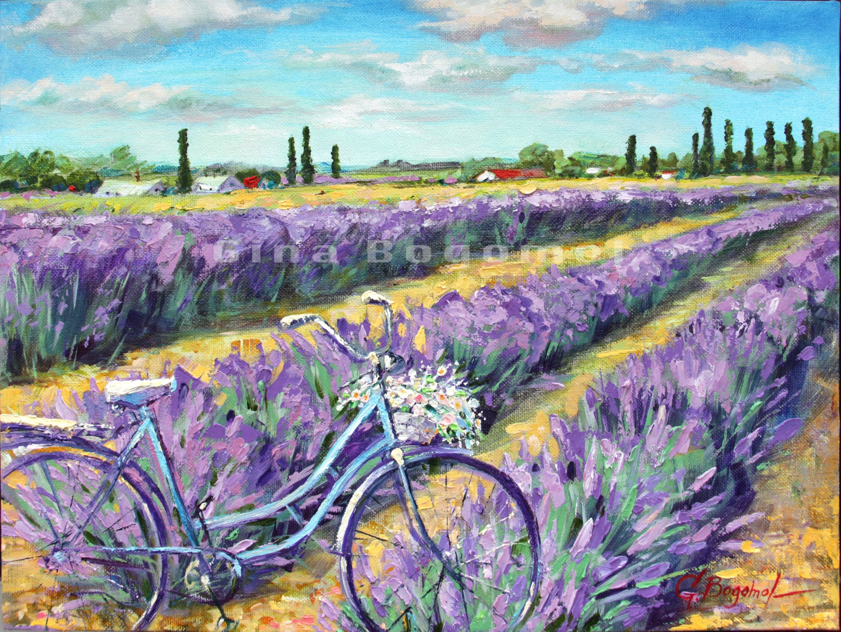 Pintura de paisaje de lavanda Campos de la Toscana Pintura | Etsy