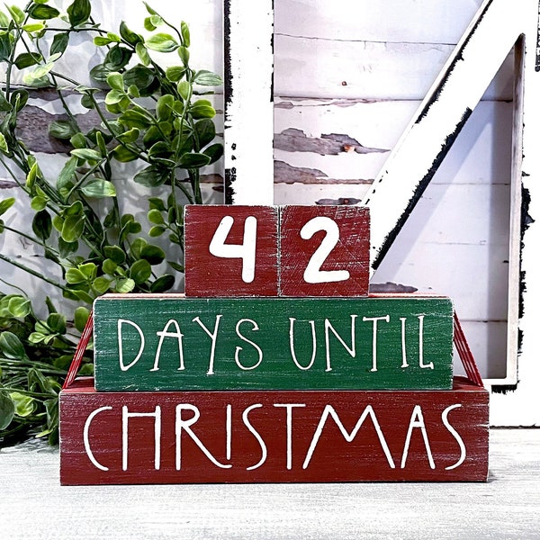 Christmas Countdown Blocks, Christmas Decor, Christmas Shelf Sitter