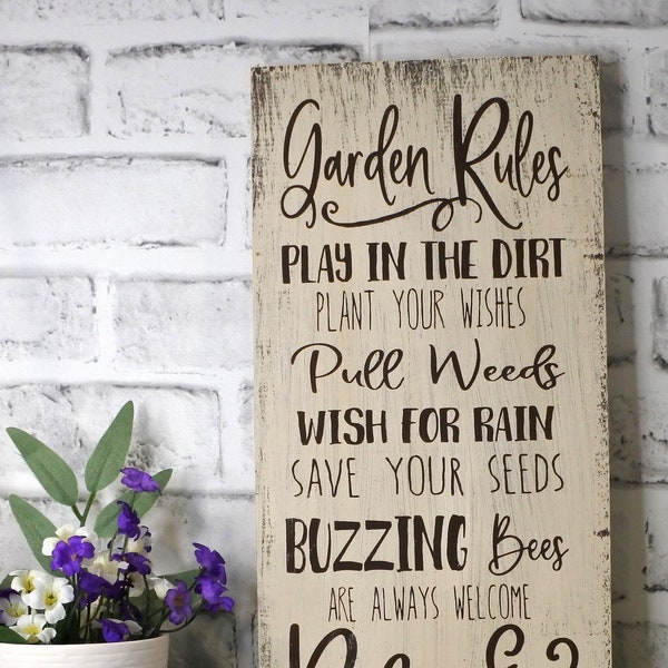 Panneau des règles du jardin, décoration printanière, décoration de jardin, décoration d'intérieur