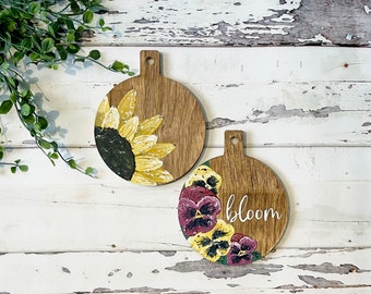 Decorative Cutting Boards, Hand Painted Floral Charcuterie Boards, Farmhouse Kitchen Decor, Tiered Tray Decor, Gift