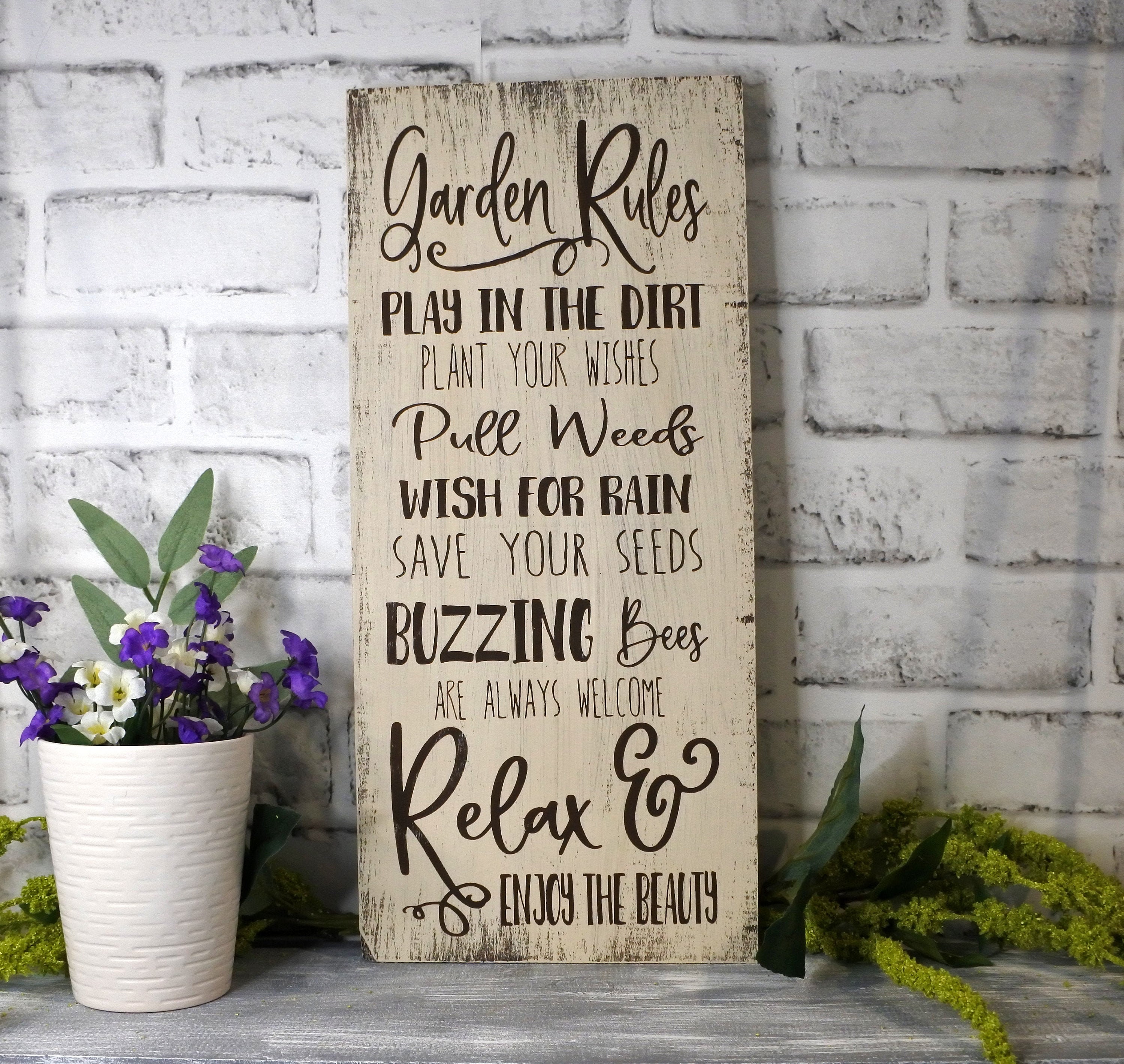 Plantsrules Sign Garden Rules Sign, Spring Decor, Garden Decor, Home Decor - Etsy