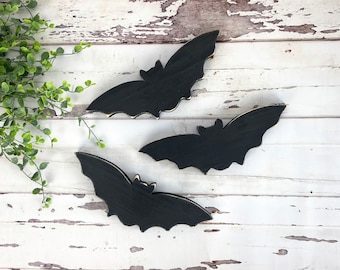 Wood Halloween bats, Halloween gifts for her, whimsical halloween decor, Halloween party decor, Halloween mantel decor