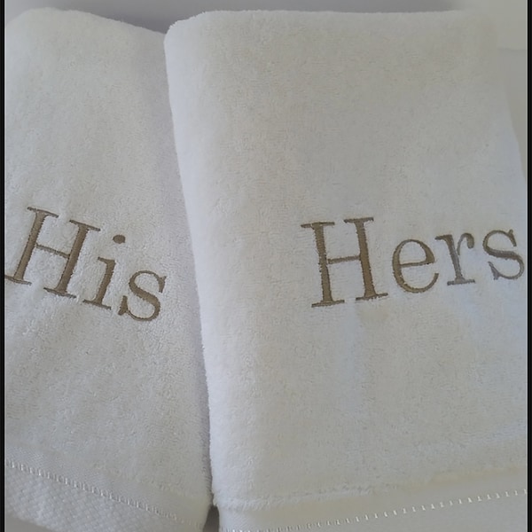 Personalised His Hers bath towels for couples