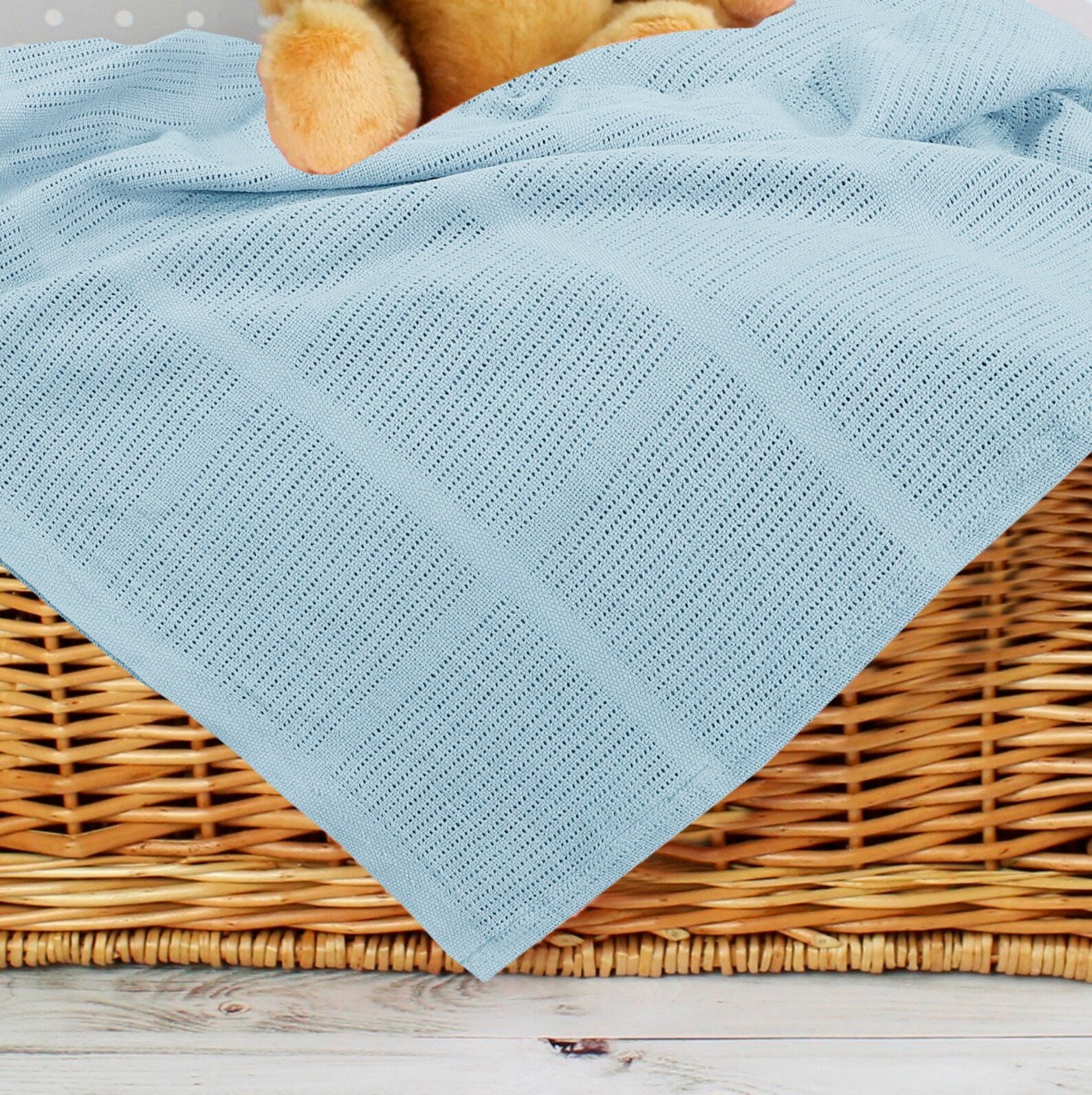 Personalised Cellular Blanket 100 Cotton Baby Blanket Blue Etsy