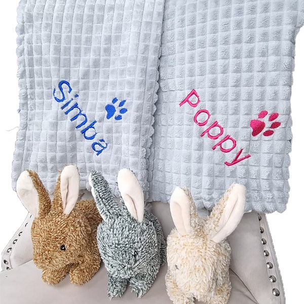 Dog or Cat Personalised Embossed Blanket | Washable Fleece Pet Blanket Large Blanket