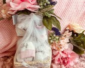 Personalised baby gift set, personalized name on vest, wicker basket miniature gift hamper, baby shower gift, eco friendly gift hamper 38cm