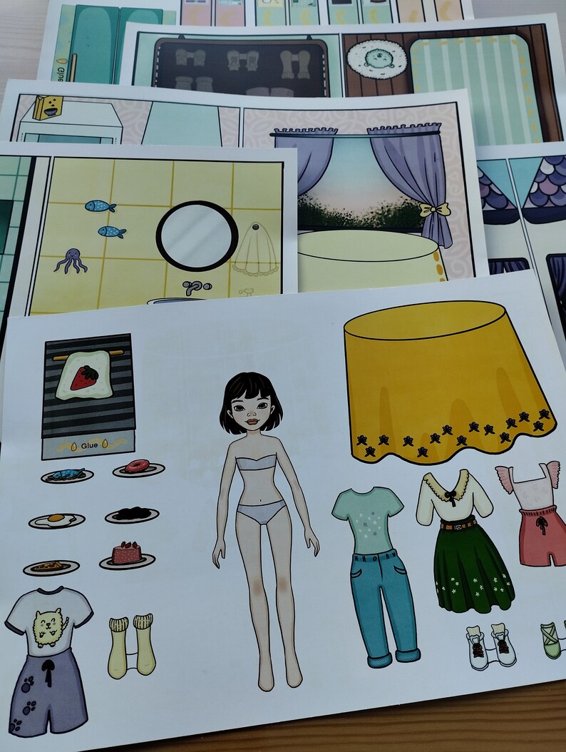 Printable Paper Doll, Paper Doll House for Kids Activity, DIY Kits