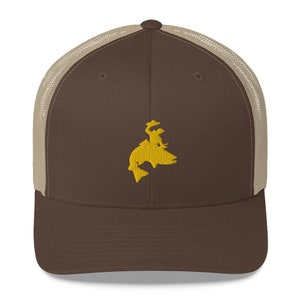Wyoming cowboy trucker hat snapback bucking trout rider cap fly fishing dad gift fisherman snapback hat hunters outdoor gift hat