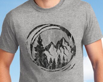 Mountain Graphic T-Shirt: Hand-Drawn Hiking Adventure Tee